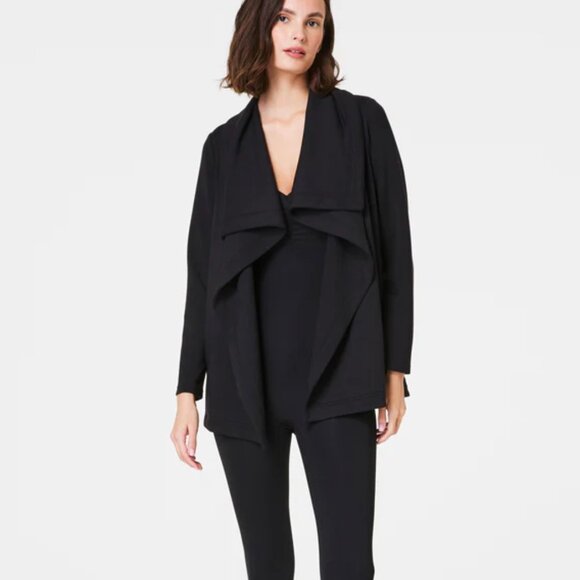SPANX Air Essentials Open Wrap Front Cardigan Black MEDIUM 8 10 - Picture 1 of 9